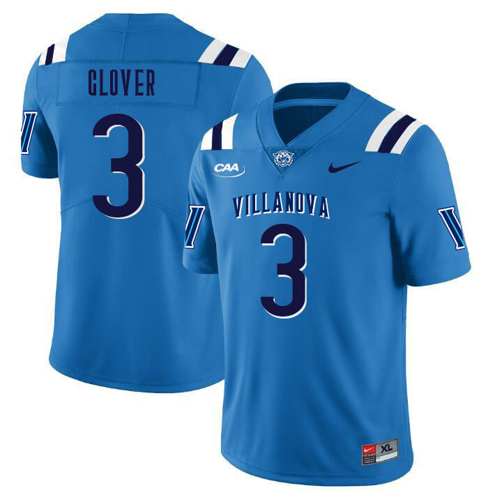 Men #3 Elijah Glover Villanova Wildcats College Football Jerseys Stitched Sale-Light Blue